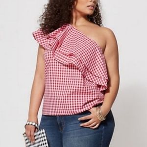 Fashion to Figure one shoulder ruffle top